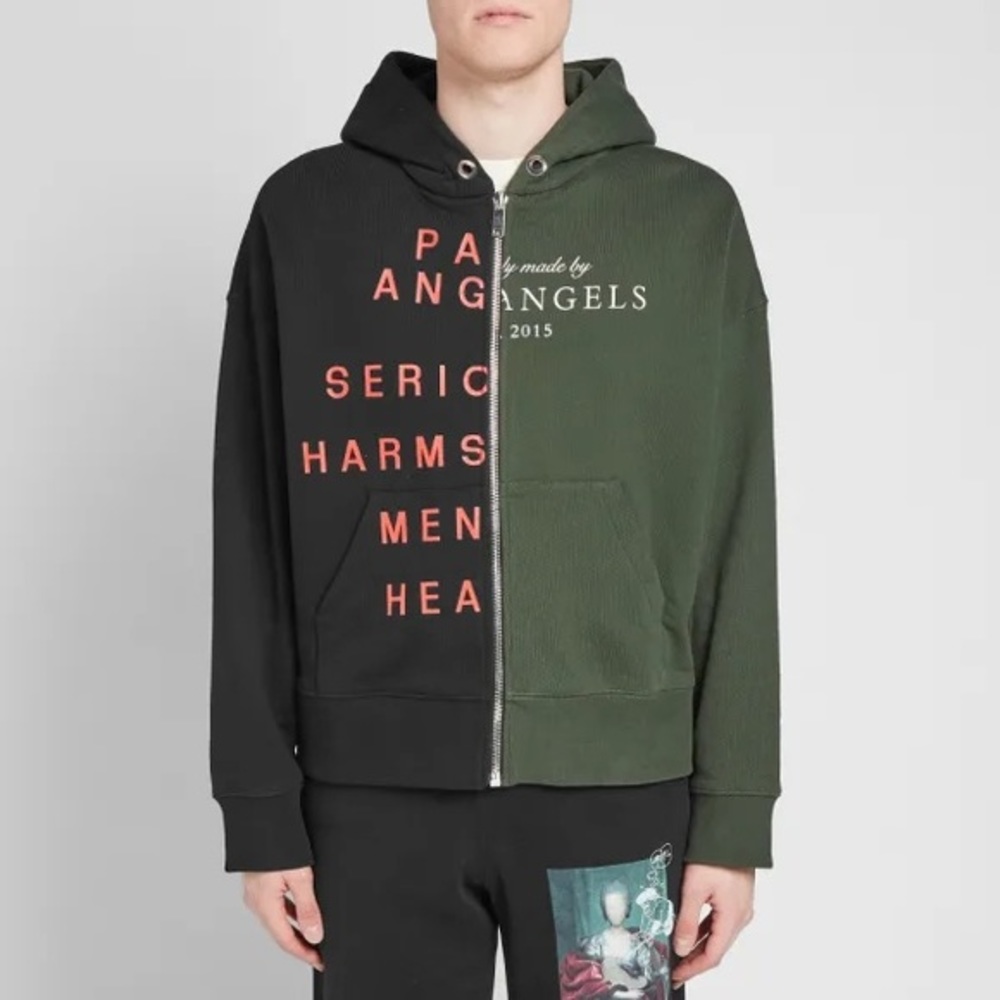 Palm Angels Sweatshirt Hoodie Oversized Mental Health Split Black Colorblock